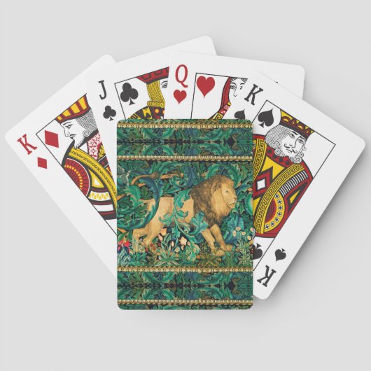 Jeu De Cartes VERDURE, ANIMAUX FORESTIERS LION Floral (dos)