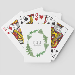 Jeu De Cartes Verdure Aquarelle Foliage Mariage Jouer Cartes