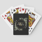Jeu De Cartes Verdure Or Monogramme Chic Script Noir (dos)