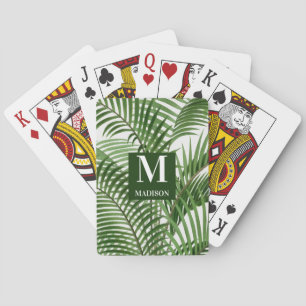 Jeu De Cartes Verdure tropicale Aquarelle Palmier Monogramme