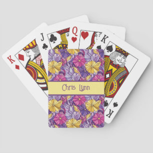 Jeu De Cartes Verre Cathédrale Abstrait Violet Jaune Rose