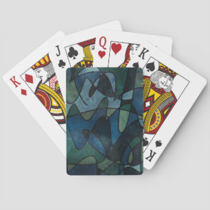 Jeu De Cartes Verre Teinté Numérique Abstrait Bleu Vert Sarcelle