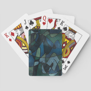 Jeu De Cartes Verre Teinté Numérique Abstrait Bleu Vert Sarcelle