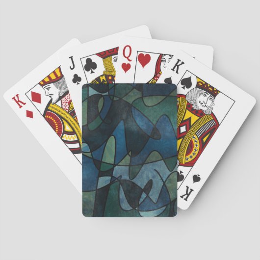 Jeu De Cartes Verre Teinté Numérique Abstrait Bleu Vert Sarcelle (dos)