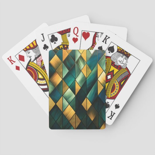 Jeu De Cartes Vert Abstrait doré géométrique (dos)