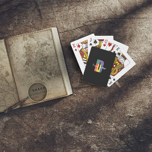 Jeu De Cartes Vert violet jaune rouge Monogramme initial D noir