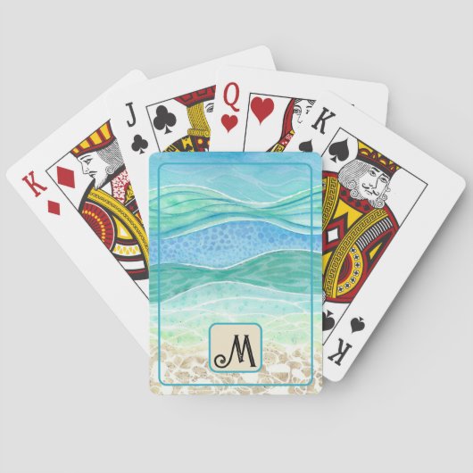 Jeu De Cartes Vibes Abstraites de plage aquarelle personnalisée (dos)