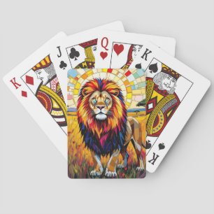 Jeu De Cartes Vibrant Colorée Lion mosaïque