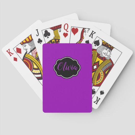 Jeu De Cartes Vibrant, Gras Fuchsia Purple Personnalisé (dos)