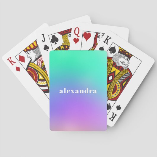 Jeu De Cartes Vibrant vert violet Abstrait Unicorne dégradant  (dos)