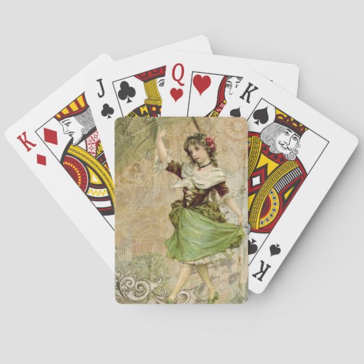 Jeu De Cartes Victorian Dancing Girl in Green St. Patrick's Day (dos)