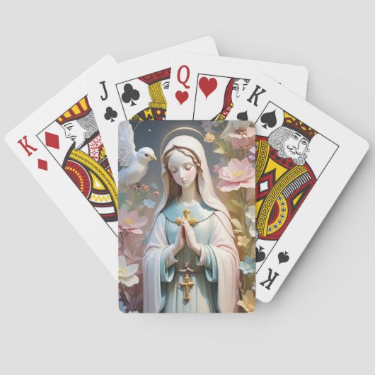Jeu De Cartes Vierge Marie jouant aux cartes, aux cartes de poke (dos)