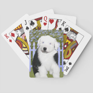 Jeu De Cartes Vieux anglais Sheepdog Puppy Peinture - Chien Art