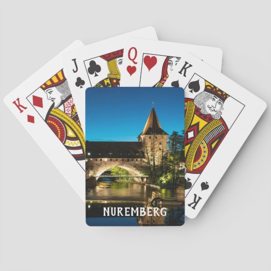 Jeu De Cartes Vieux pont médiéval la nuit à Nuremberg (dos)