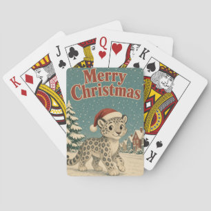 Jeu De Cartes Village d'hiver de Noël de léopard des neiges anim