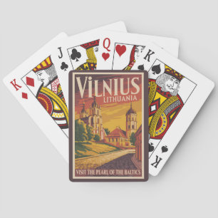 Jeu De Cartes Vilnius Lituanie Illustration Voyage Art Vintage