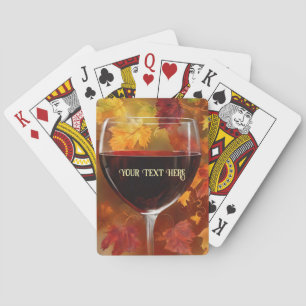 Jeu De Cartes Vin rouge et feuillage de récolte joli