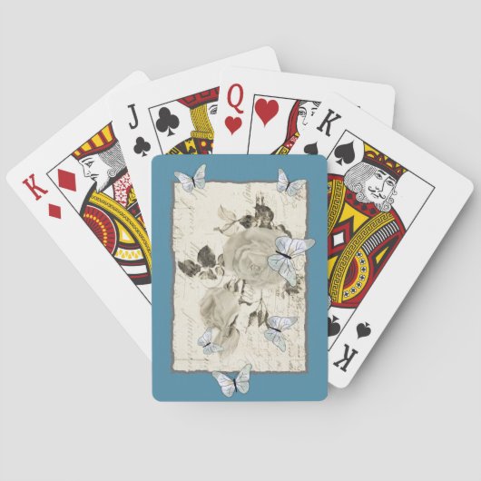 Jeu De Cartes Vintage avec papillons (dos)