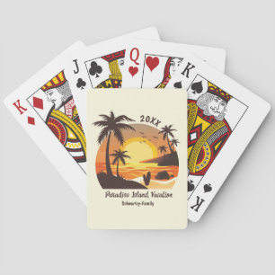 Jeu De Cartes Vintage Beach Sunset Vacation surf orange brown