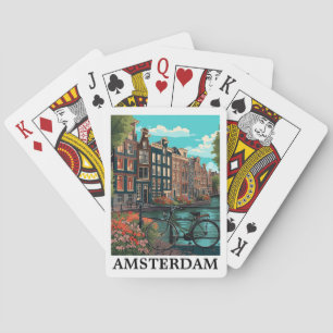 Jeu De Cartes Vintage coloré Amsterdam Pays-Bas Canal View