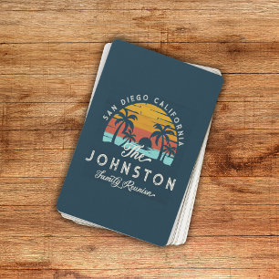 Jeu De Cartes Vintage Famille Réunion Rétro Sunset Beach Palmier