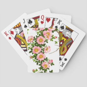 Jeu De Cartes Vintage fleurs de cerises japonaises, rose et or