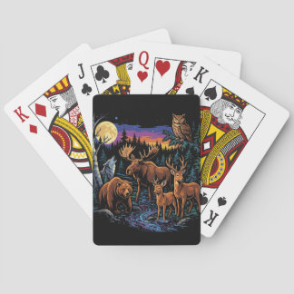 Jeu De Cartes Vintage Forest Wildlife Animals Moose Bear Wolf De