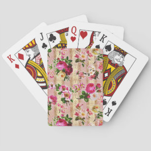 Jeu De Cartes Vintage Gold Floral Pink Roses Damask