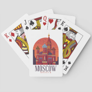 Jeu De Cartes Vintage Moscou Russie Kremlin Skyline