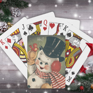 Jeu De Cartes Vintage Retro Snowman Noël