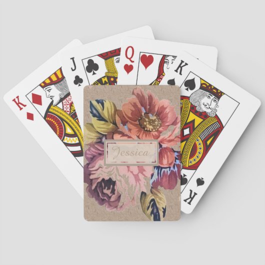 Jeu De Cartes Vintage Rustic Floral Personalised (dos)