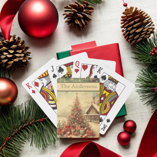 Jeu De Cartes Vintage sapin de Noël personnalisé