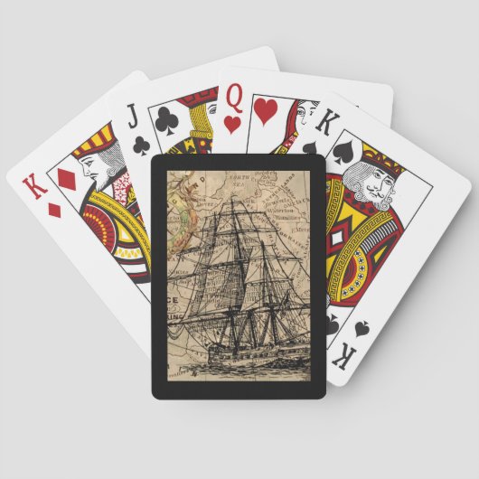 Jeu De Cartes Vintage Ship And Map (dos)