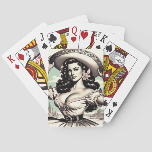 Jeu De Cartes Vintage Sombrero Pin-up (dos)