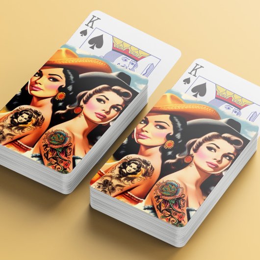 Jeu De Cartes Vintage Tattooed Cowgirls