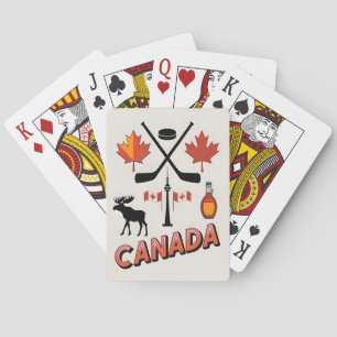 Jeu De Cartes Vintage Travel Canada Icônes Nationales Style Vect