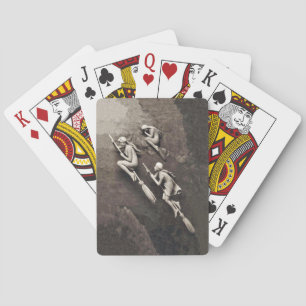 Jeu De Cartes Vintage Trois Sorcières Blanches Halloween Volant 