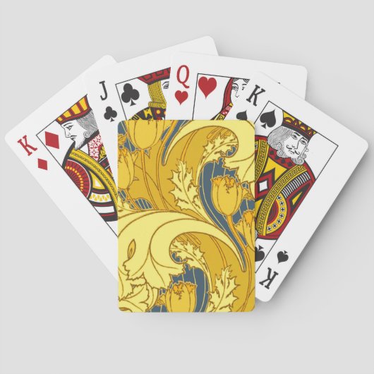 Jeu De Cartes Vintage Tulip Blue Gold Motif (dos)