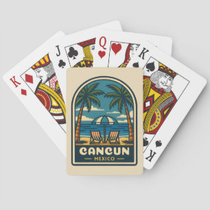 Jeu De Cartes Vintage voyage Cancun Mexico Beach Retro de bord d