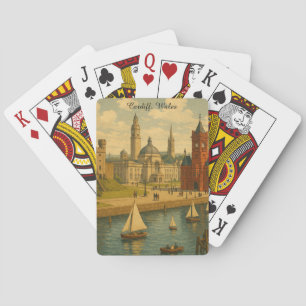 Jeu De Cartes Vintage voyage Cardiff, Pays de Galles