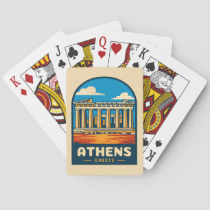Jeu De Cartes Vintage voyage rétro Athènes Grèce Parthenon