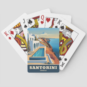 Jeu De Cartes Vintage voyage Santorini Grèce Paysage balnéaire