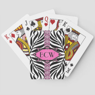 Jeu De Cartes Vintage Zebra Art Déco Diamant rose
