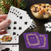 Jeu De Cartes Violet et Or Géométrique | Monogramme & Nom (In Situ)