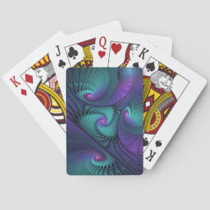 Jeu De Cartes Violet Rencontre Turquoise Art Abstrait Fractal Mo