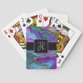 Jeu De Cartes Violet, vert et bleu Fluid Art Abstrait (dos)