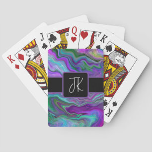 Jeu De Cartes Violet, vert et bleu Fluid Art Abstrait