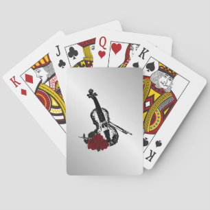 Jeu De Cartes Violon et Roses Argent