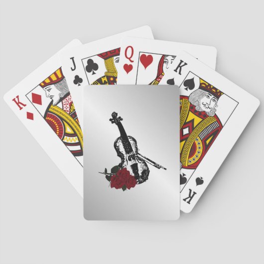 Jeu De Cartes Violon et Roses Argent (dos)