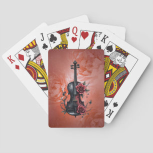 Jeu De Cartes Violon noir gothique aux roses rouges